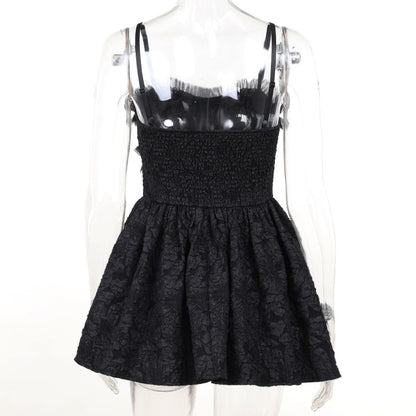 Dark Goth Rose Lace Sling Dress — side view