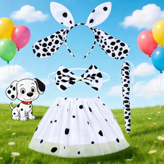 Dalmatian Dog Costume, 3-Piece Dalmatian Costume Set With Polka-Dot Skirt, Ears & Tail, Animal Costume For Cosplay, Carnival