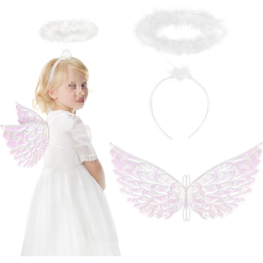 Party Favors: 2-piece Set Of White Angel Wings, Halo Costume, Angel Role-play Costume, Carnival Role-play Party, Angel
