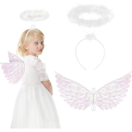 Party Favors: 2-piece Set Of White Angel Wings, Halo Costume, Angel Role-play Costume, Carnival Role-play Party, Angel