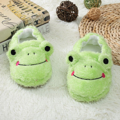 Cartoon Frog Indoor Plush Slippers — back view