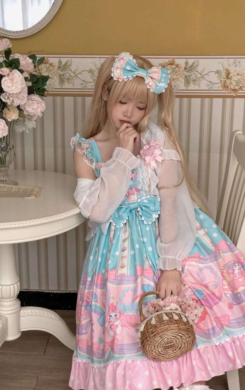 Original Design Lolita Dessert Doll House Dress Strap JSK Dress Fairy Kei Gothic Lolita Dress