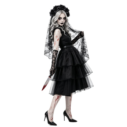 Black Mesh Gauze Cake Skirt Halloween Zombie | Magic Stories
