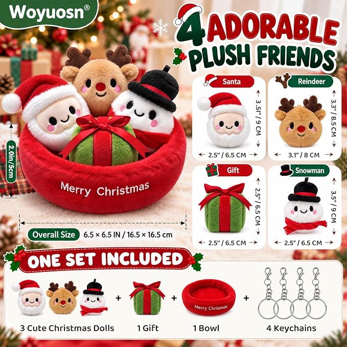4-Piece Mini Christmas Plush Animals Set | Magic Stories