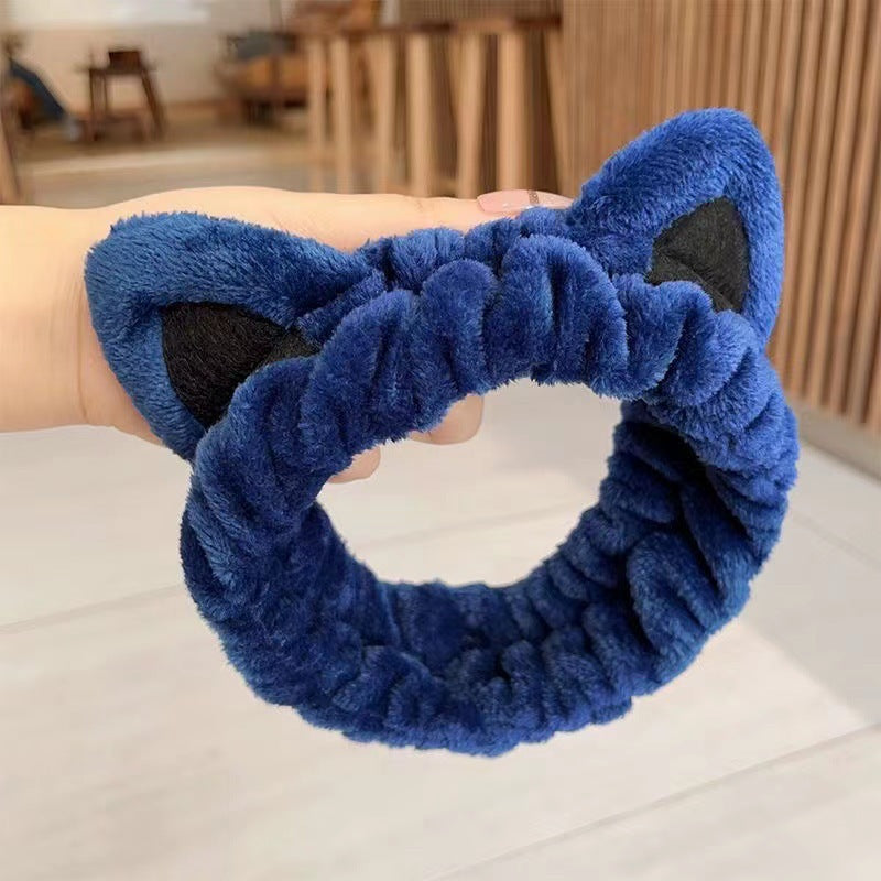 Cat Ears Headband Women's Face Wash Mask Headband — back view