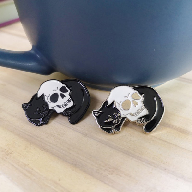 Mysterious Witch Enamel Pin Moon And Stars — in use