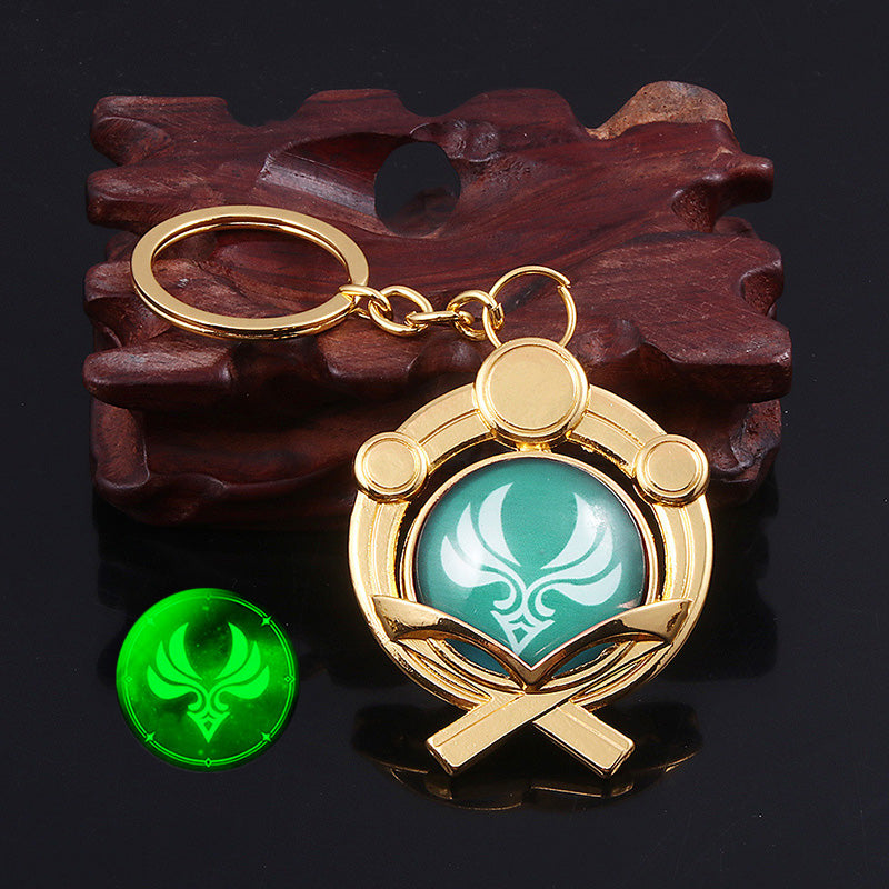 Genshin Impact Double-sided Glass Luminous Keychain — side view