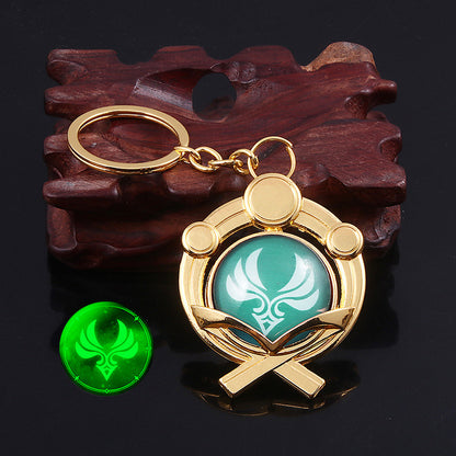 Genshin Impact Double-sided Glass Luminous Keychain — side view