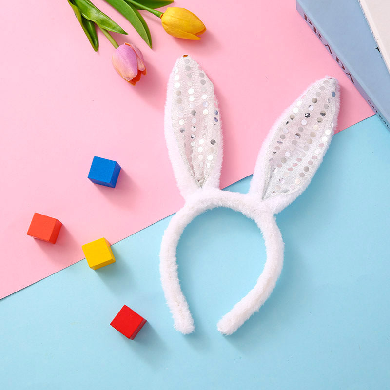 Plush Sequins Rabbit Ears Headband | Magic Stories