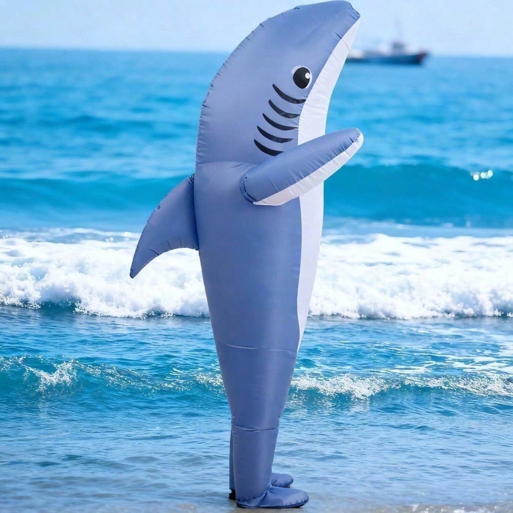 Perfect Valentine Gift, Shark Inflatable Costume, Adult Blow Up Halloween Party Outfit, Funny Group Cosplay For — detail
