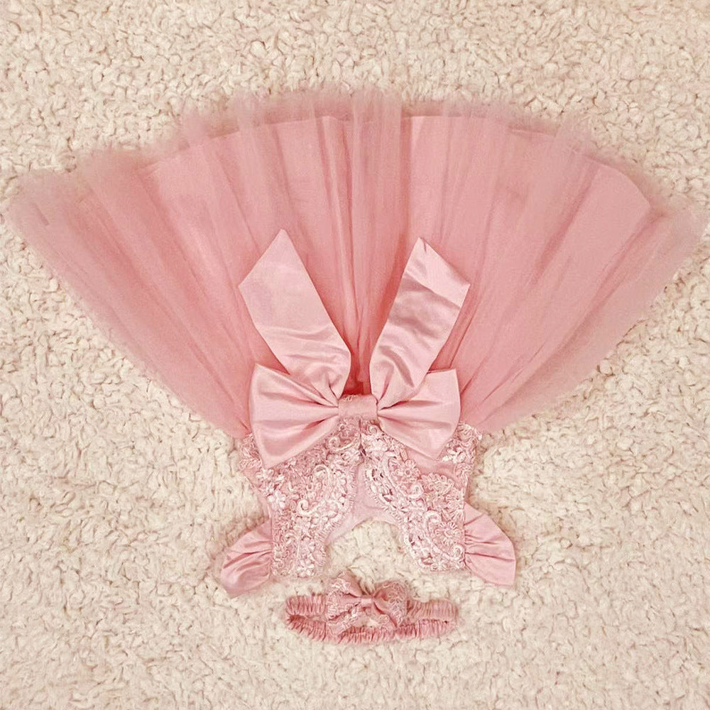 Lace Princess Dress Bow Children's Dress — in use