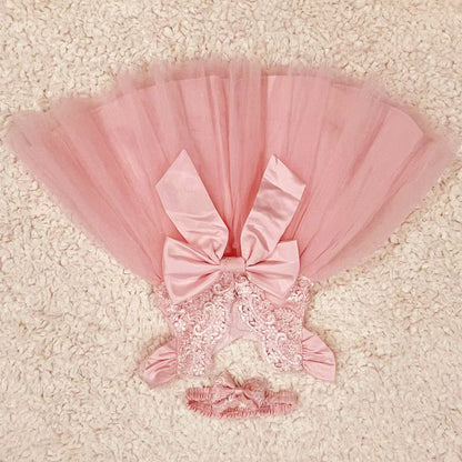 Lace Princess Dress Bow Children's Dress — in use