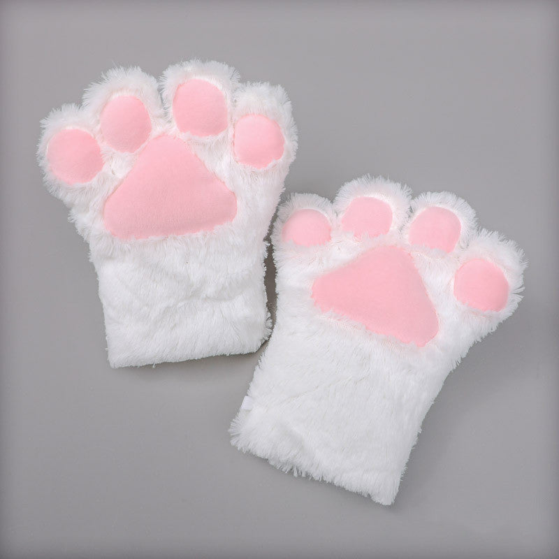 Japanese Cute Adorable Plush Cosplay Performance Props Net Red Cat Paw Gloves — scale reference
