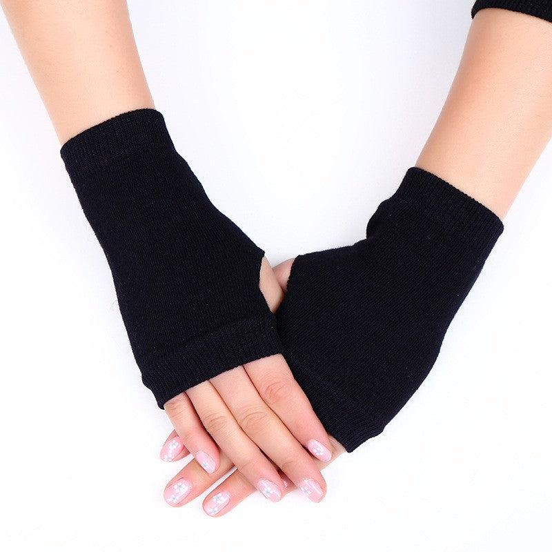 Plush Gloves Cartoon Cat Cute Half-finger Flip Warmth And Thicken — side view