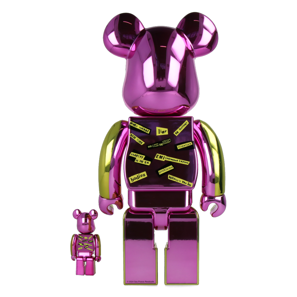 400% + 100% Bearbrick Sex Pistols - Never Mind the Bollocks - Chrome Ver.