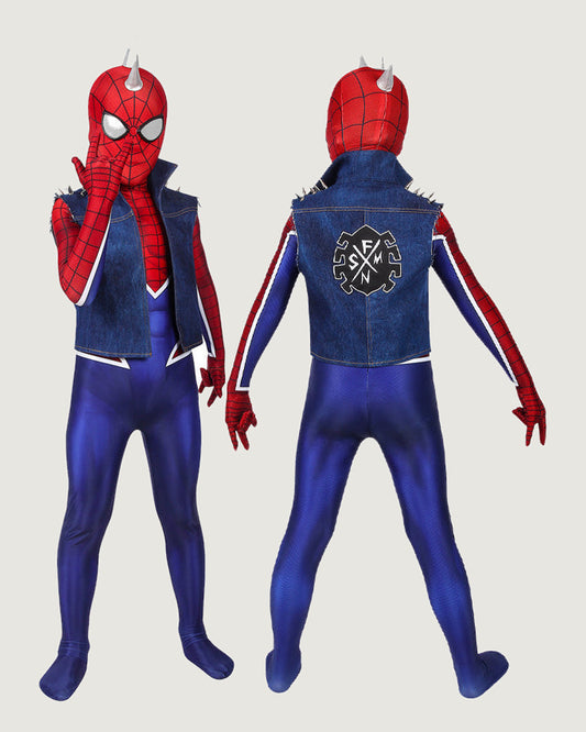 Spider-Man PS4 Spider-Punk Suit Kids Jumpsuit Cosplay Costumes